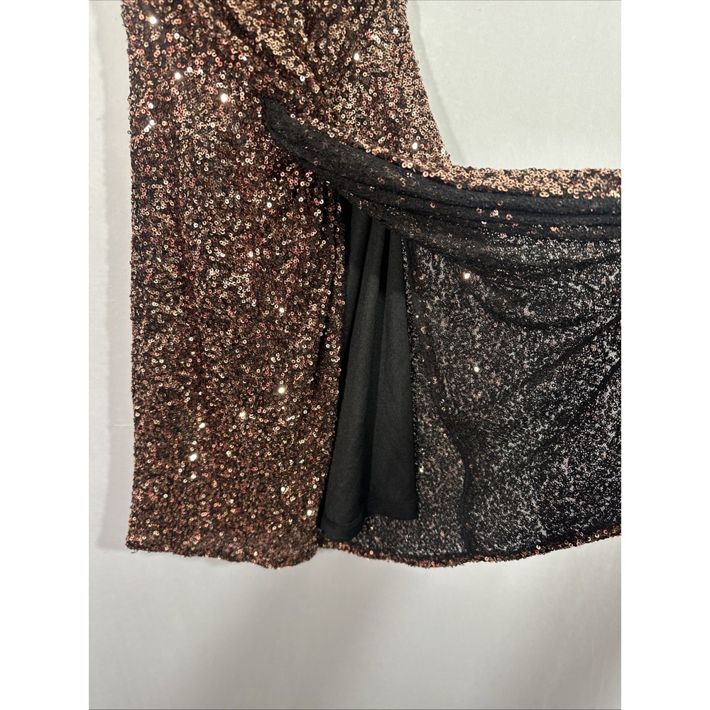 ASTR Bronze Sequin Twist-Front Mini Dress - Picture 11 of 14